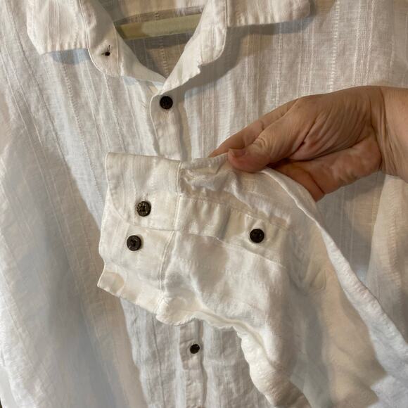 Jos A Bank 100% Linen Button Up Shirt White Long Sleeve Men’s XL resort casual - Picture 5 of 6